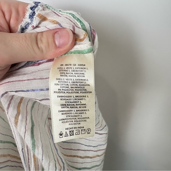 Anthropologie Floreat Itzel Boho Embroidered Halter Top Shimmer Stripes Tassels - Picture 7 of 8